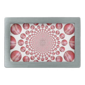 Crimson Vortex: Beautiful Red Cricket Ball Art Rectangular Belt Buckle
