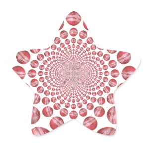 Crimson Vortex: Beautiful Red Cricket Ball Art Star Sticker