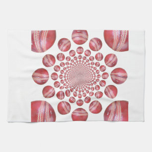 Crimson Vortex: Beautiful Red Cricket Ball Art Towel