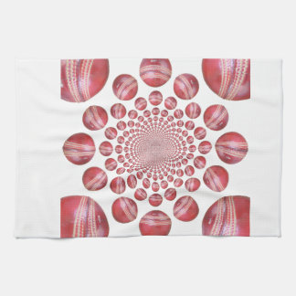 Crimson Vortex: Beautiful Red Cricket Ball Art Towel