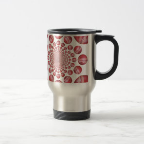 Crimson Vortex: Beautiful Red Cricket Ball Art Travel Mug