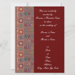 Crimson w/Color Tatreez Wedding Invitation