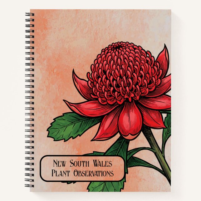 Crimson Waratah Botanical Notebook (Front)