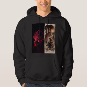 Crimson Warrior Anime Hoodie – Dual Shadow Edition