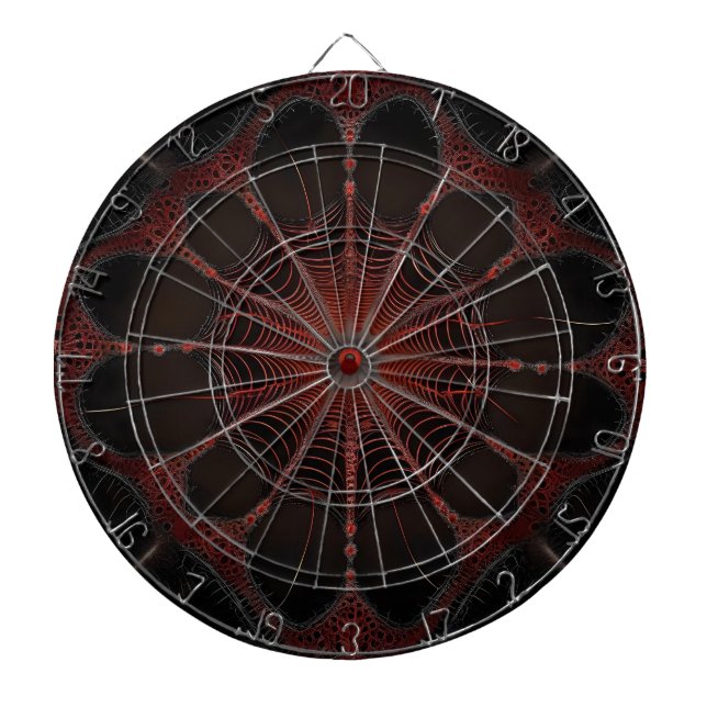 Crimson Web: Fractal Dance with the Redback Spider Dart Board (Front)