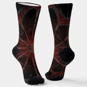 Crimson Web: Fractal Dance with the Redback Spider Socks