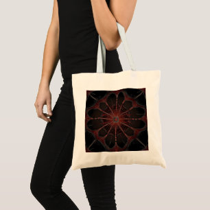 Crimson Web: Fractal Dance with the Redback Spider Tote Bag