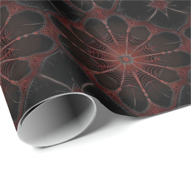 Crimson Web: Fractal Dance with the Redback Spider Wrapping Paper (Roll Corner)