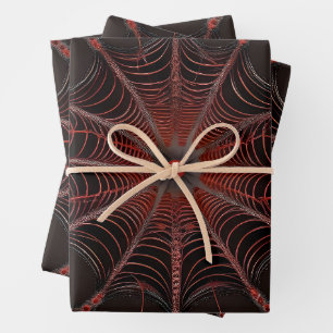 Crimson Web: Fractal Dance with the Redback Spider Wrapping Paper Sheets