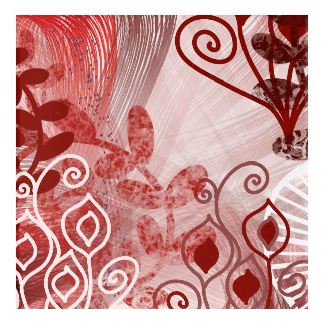 Crimson Whirl  Layered Botanical Acrylic Wall Art (Front)