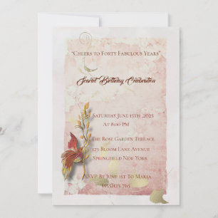 Crimson whispers 40th birthday invitation