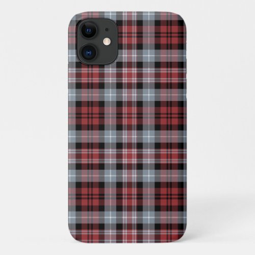 Crimson White and Black Plaid iPhone 11 Case