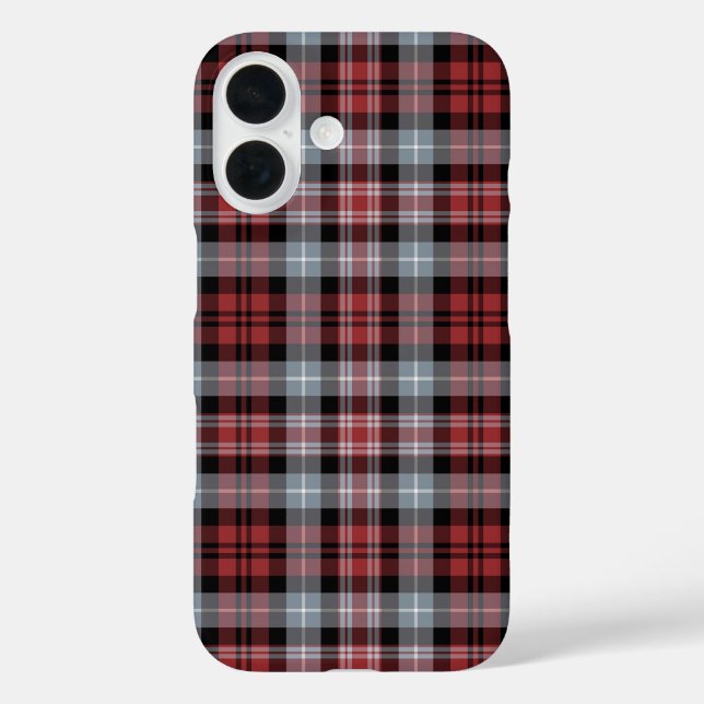 Crimson White and Black Plaid Case-Mate iPhone Case (Back)