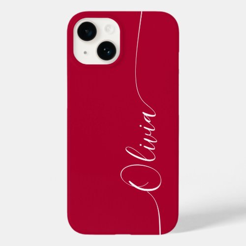 Crimson White Elegant Calligraphy Script Name Case_Mate iPhone 14 Case