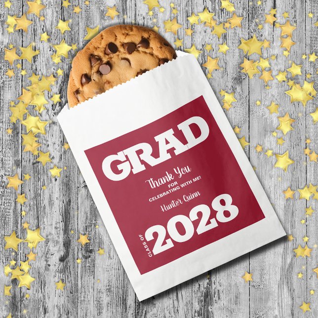 Crimson White Graduation Party Favor Bag (Crimson Red and White Graduation Party Treat Favor Bags)