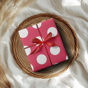 Crimson White Large Polka Dots Wrapping Paper