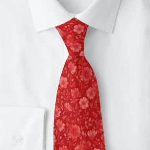 Crimson Wildflowers Neck Tie