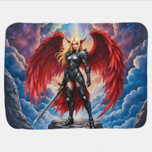 Crimson Wing – Fallen Angel Warrior.  Baby Blanket