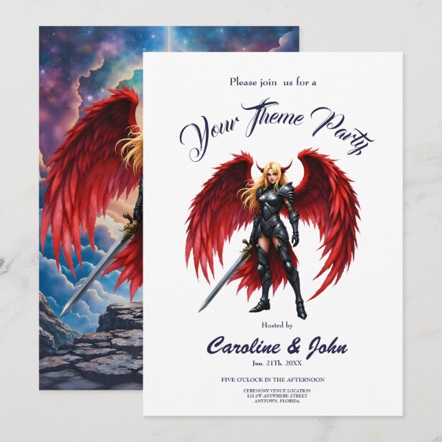 Crimson Wing – Fallen Angel Warrior. Invitation (Front/Back)