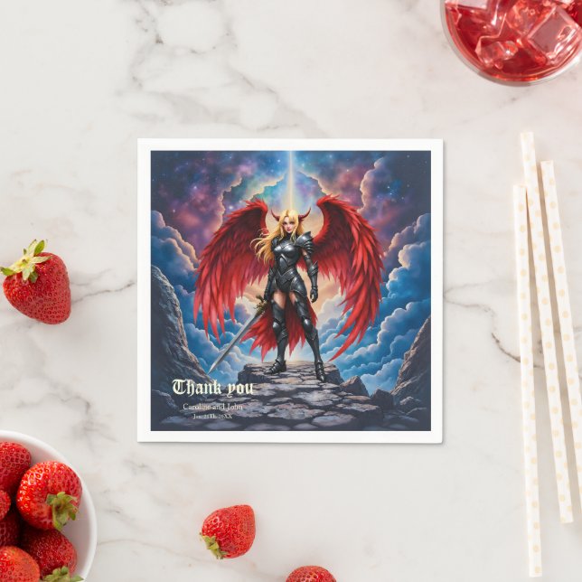 Crimson Wing – Fallen Angel Warrior.  Napkins (Insitu)
