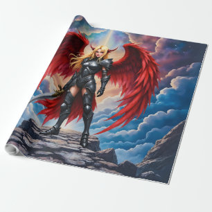 Crimson Wing – Fallen Angel Warrior. Wrapping Paper
