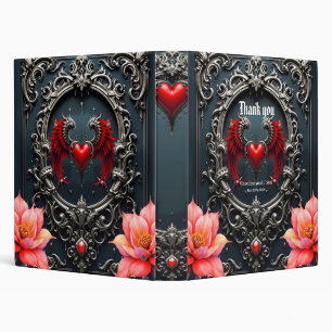 Crimson Winged Heart Gothic Romance Elegant . 3 Ring Binder