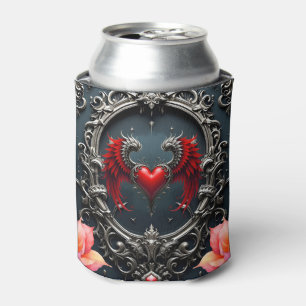 Crimson Winged Heart Gothic Romance Elegant . Can Cooler