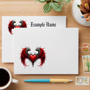 Crimson Winged Heart Gothic Romance Elegant . Envelope