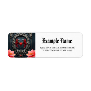 Crimson Winged Heart Gothic Romance Elegant . Label