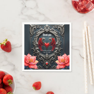 Crimson Winged Heart Gothic Romance Elegant . Napkins