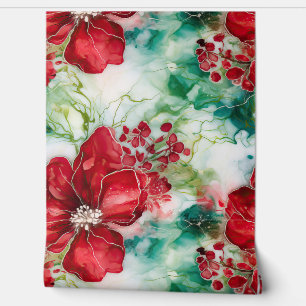 Crimson Yuletide Blooms Botanical Wallpaper