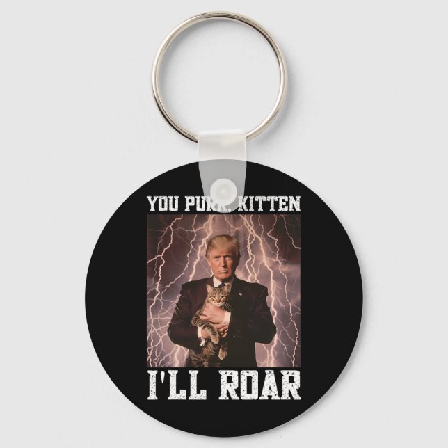 Cringy Alpha Trump Kitten Meme Cat Protector Cring Keychain (Front)
