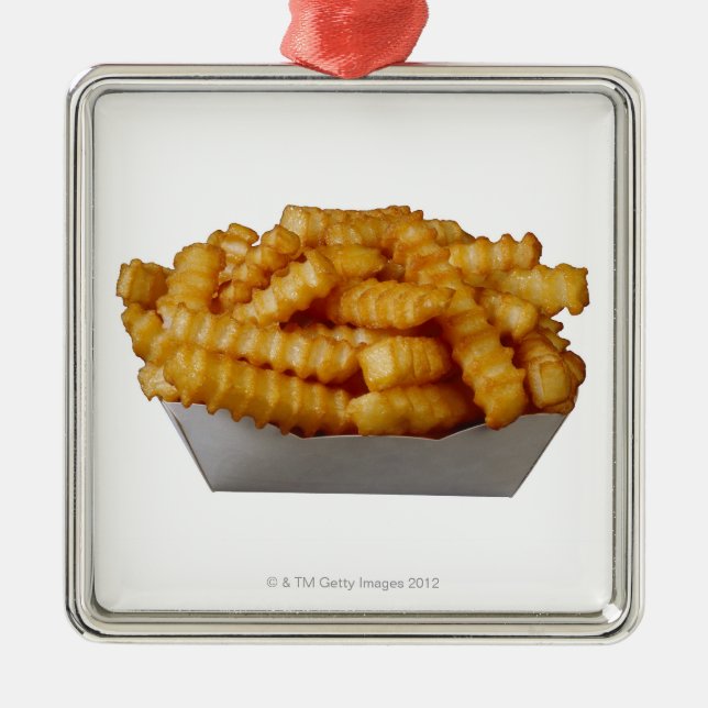 Crinkle-cut french fries metal ornament (Front)