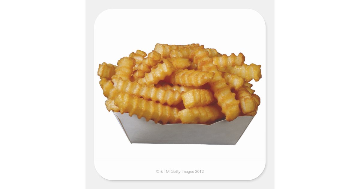 Crinkle-cut french fries square sticker | Zazzle
