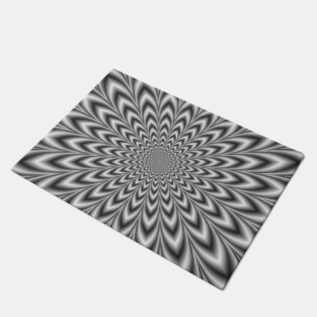 Crinkle Cut Pulse in Black and White Doormat (Angled)