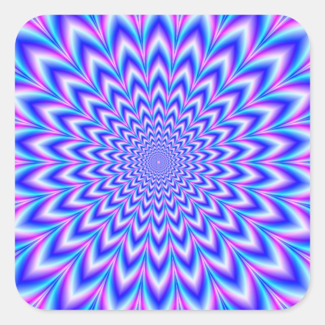 Crinkle Cut Pulse in Blue Pink and White Square Sticker (Front)