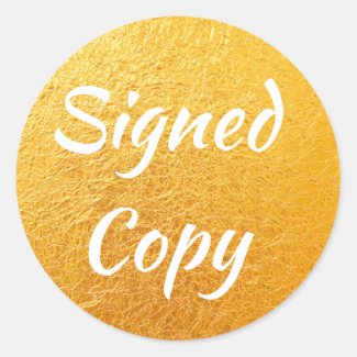 Crinkled Gold Foil Photo Signed Copy Classic Round Sticker