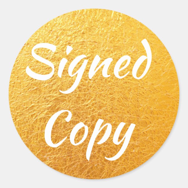 Crinkled Gold Foil Photo Signed Copy Classic Round Sticker (Front)