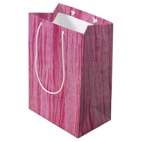 Crinkled Pink Crepe Fabric Medium Gift Bag