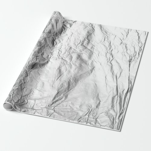 Crinkled Silver Foil Effect Aluminium scrunched Wrapping Paper