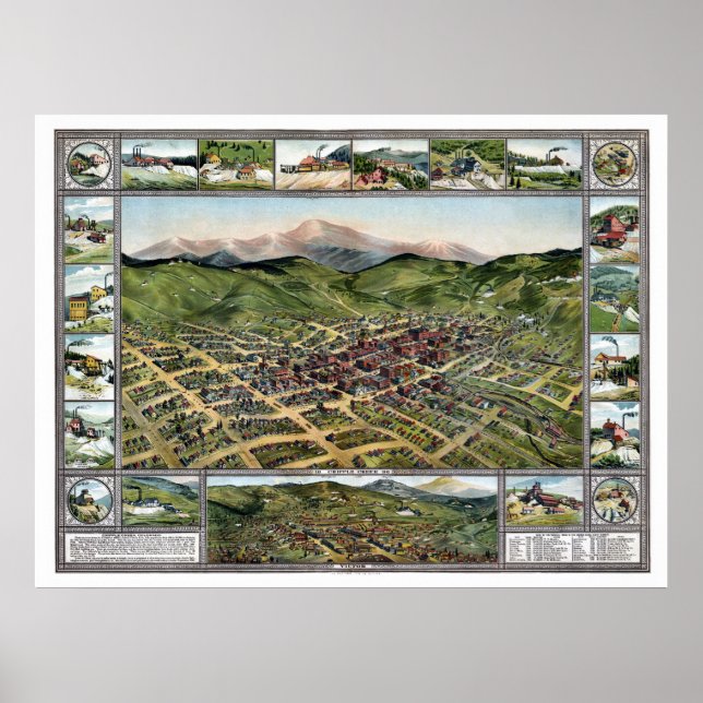 Cripple Creek, CO Panoramic Map - 1896 Poster (Front)