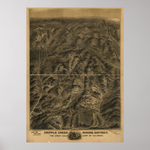 Cripple Creek Colorado 1895 Panoramic Map Poster