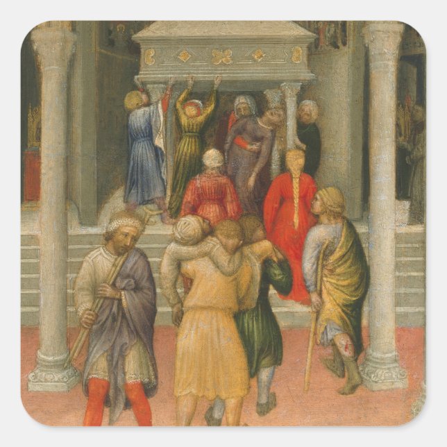 Crippled and Sick Cured at Tomb of St. Nicholas Square Sticker (Front)