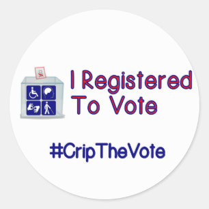 #CripTheVote I REGISTERED stickers (round) small