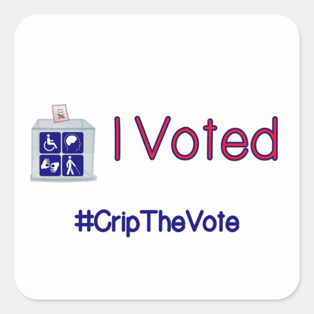 #CripTheVote I VOTED stickers (square) small (Front)