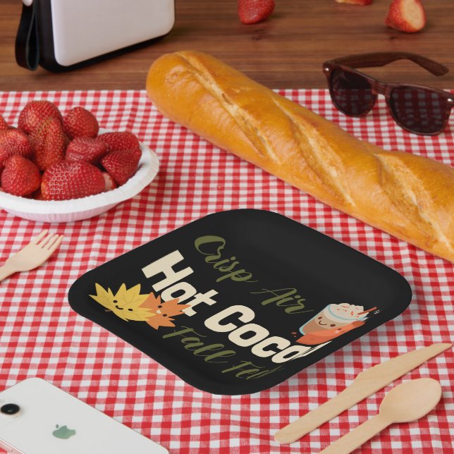 Crisp Air Hot Cocoa Fall Feels Paper Plates (Picnic)