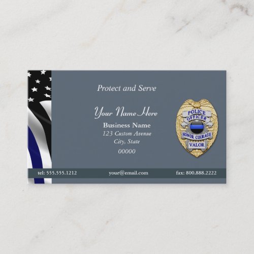 Crisp and Clean Thin Blue Line Badge Business Card