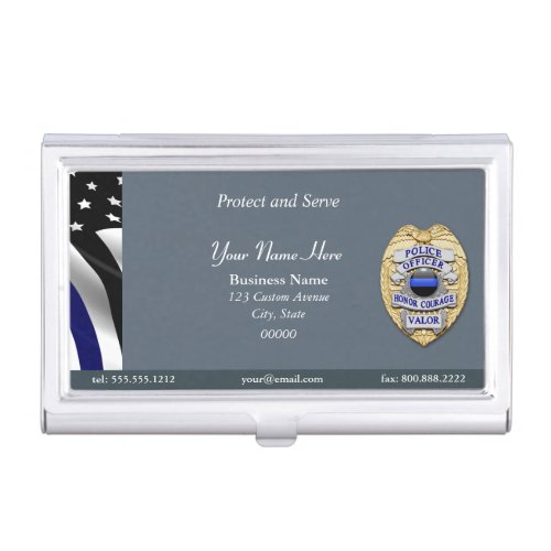 Crisp and Clean Thin Blue Line Badge Business Card Case