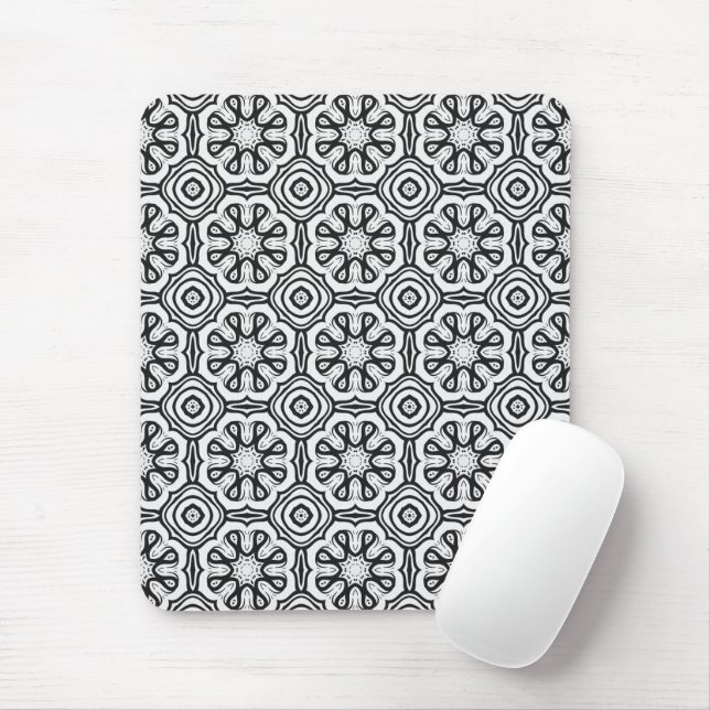 Crisp Black and White Abstract Mouse Pad (With Mouse)