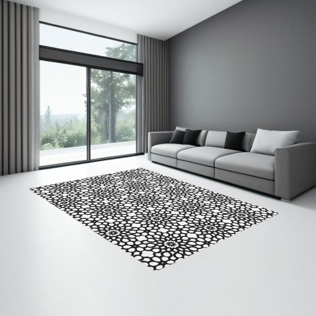 Crisp Black and White Snowflake pattern  Rug (Insitu (Indoor 3))